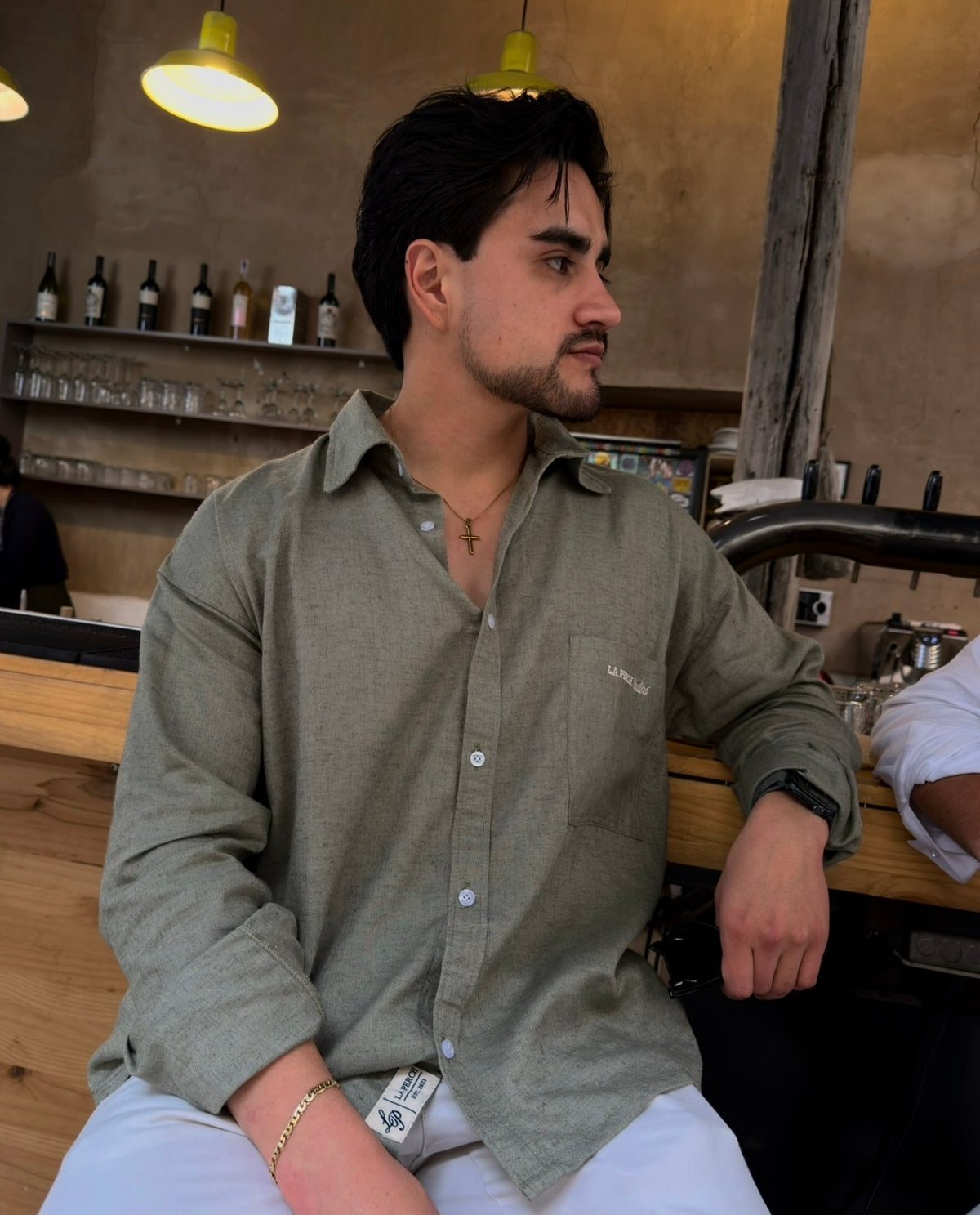 LINEN SHIRT - OLIVE GREEN