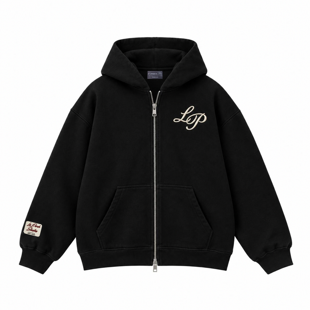 LP ESSENTIAL ZIP HOODIE BLACK